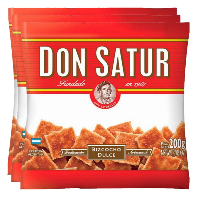 Bizcochitos Don Satur Azucarados Pack 3 Unidades - Argentina Tradicional