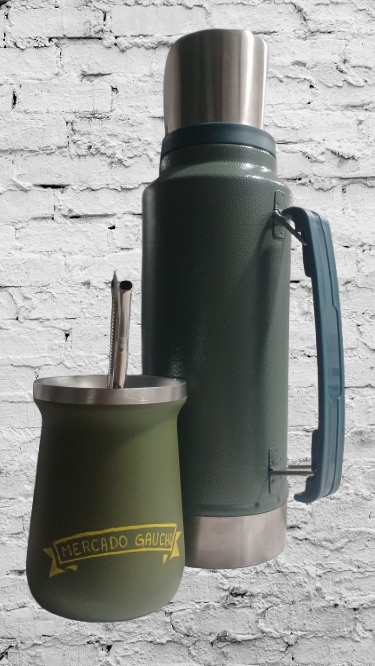 Conjunto Mate Mercado gaucho y termo verde